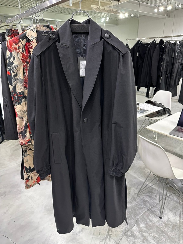 (ͽ���ʡ�9������10������ͽ��/kiryuyrik������奦����奦/Taffeta Drape Chester Coat/Black