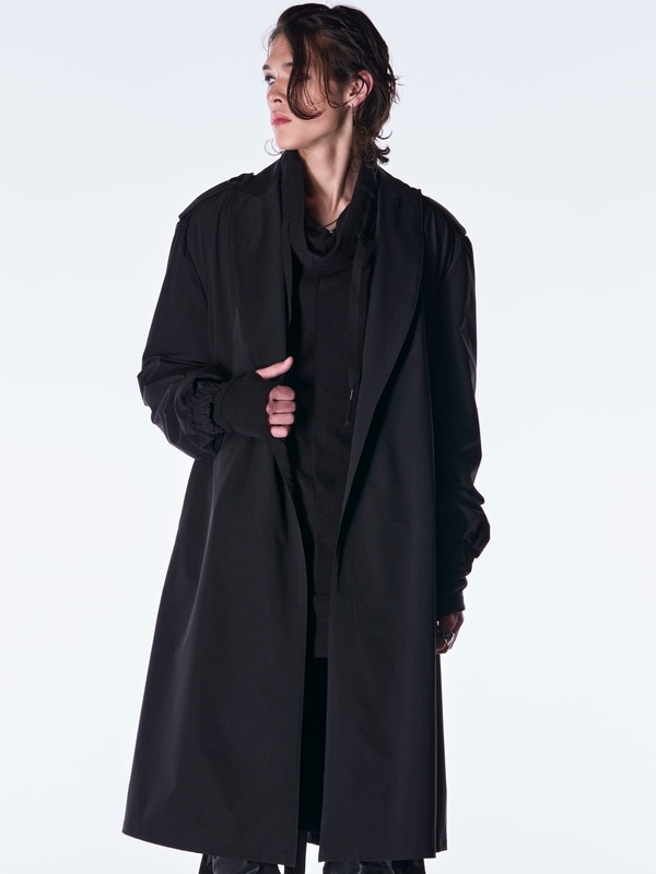 (ͽ���ʡ�9������10������ͽ��/kiryuyrik������奦����奦/Taffeta Drape Chester Coat/Black