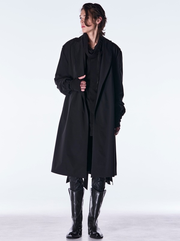(ͽ���ʡ�9������10������ͽ��/kiryuyrik������奦����奦/Taffeta Drape Chester Coat/Black