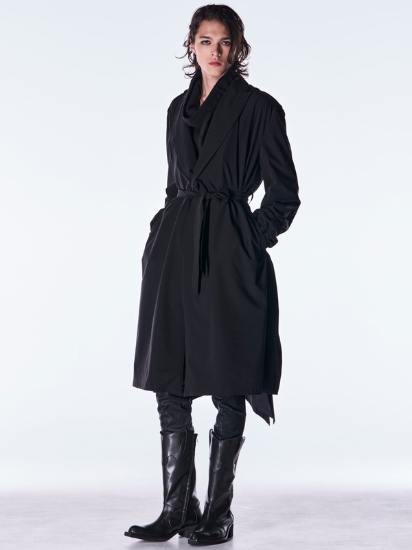 (ͽ���ʡ�9������10������ͽ��/kiryuyrik������奦����奦/Taffeta Drape Chester Coat/Black