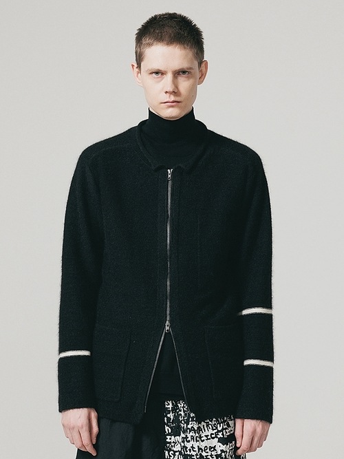 �㴰���nude:masahiko maruyama ���̡���:�ޥ��ҥ��ޥ���/5GG Cotton/Mohair Jersey Knit 5GG KNIT ZIP UP CARDIGAN/Black