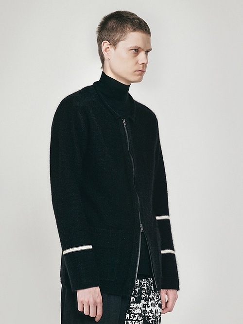 �㴰���nude:masahiko maruyama ���̡���:�ޥ��ҥ��ޥ���/5GG Cotton/Mohair Jersey Knit 5GG KNIT ZIP UP CARDIGAN/Black