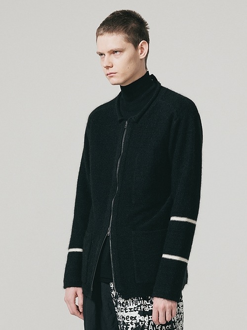 �㴰���nude:masahiko maruyama ���̡���:�ޥ��ҥ��ޥ���/5GG Cotton/Mohair Jersey Knit 5GG KNIT ZIP UP CARDIGAN/Black