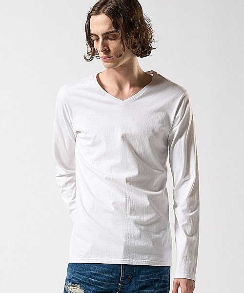 wjk֥른/basic V-neck L/S/white