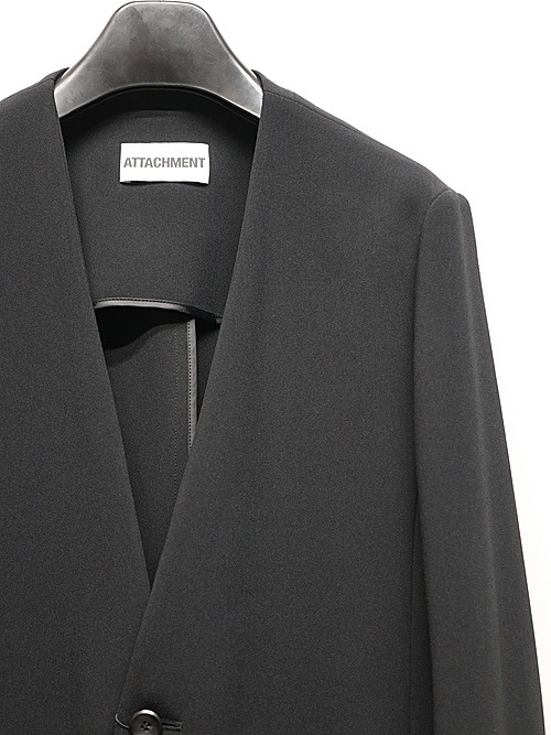 ATTACHMENT�������å�����/PE STRETCH DOUBLE CLOTH COLLARLESS JKT/BLACK