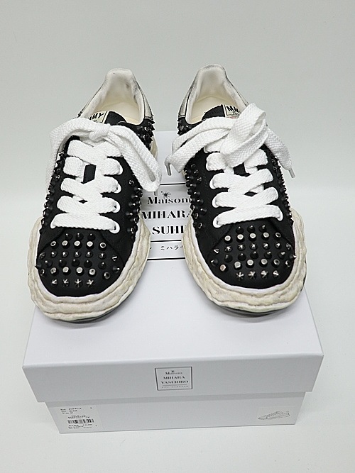 Maison MIHARA YASUHIROCHARLES original sole studded canvas Low-Top sneakers/BLK