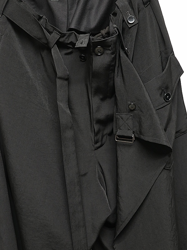 Ground Y�����饦��ɥ磻/TA/PE CREPE DE CHINE WRAP PANTS/BLACK