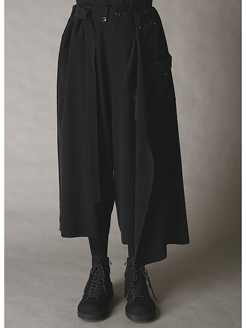 Ground Y�����饦��ɥ磻/TA/PE CREPE DE CHINE WRAP PANTS/BLACK
