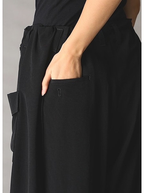 Ground Y�����饦��ɥ磻/TA/PE CREPE DE CHINE WRAP PANTS/BLACK