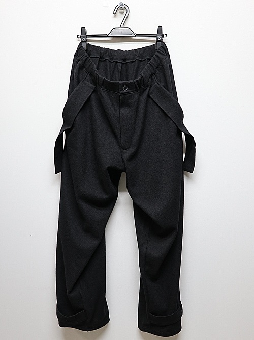 Yohji Yamamoto襦ޥ/SOFT JERSEY HEM TAB PANTS/BLACK.
