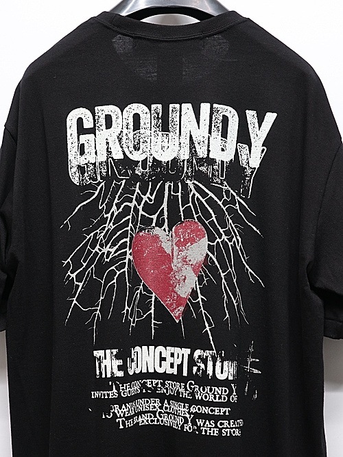 Ground Y�����饦��ɥ磻/20/cotton jesey Heart/BLACK
