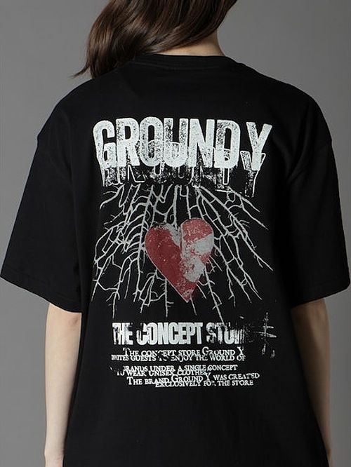 Ground Y�����饦��ɥ磻/20/cotton jesey Heart/BLACK