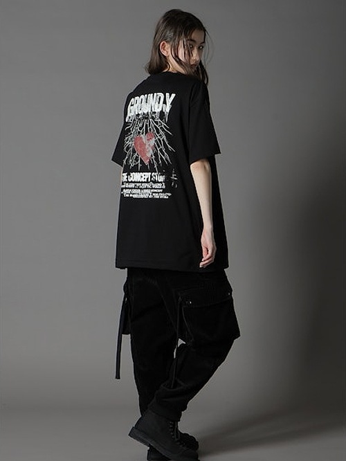 Ground Y�����饦��ɥ磻/20/cotton jesey Heart/BLACK