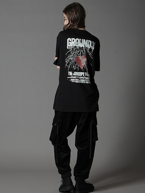 Ground Y�����饦��ɥ磻/20/cotton jesey Heart/BLACK
