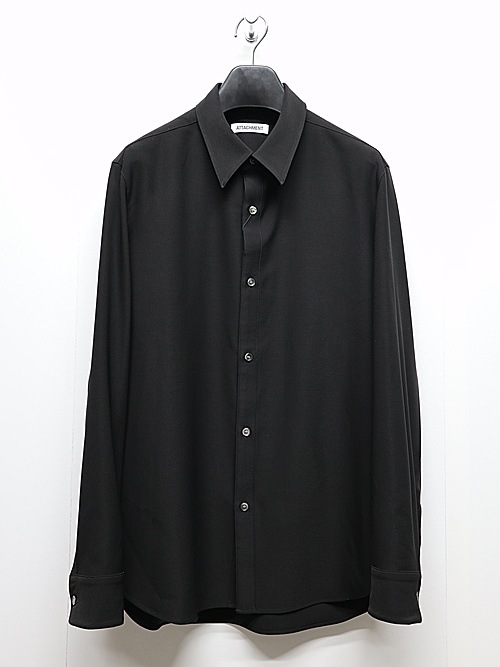 ATTACHMENT�������å�����/PE CONPACT TWILL REGULAR COLLAR DRESS SHIRTS/BLACK