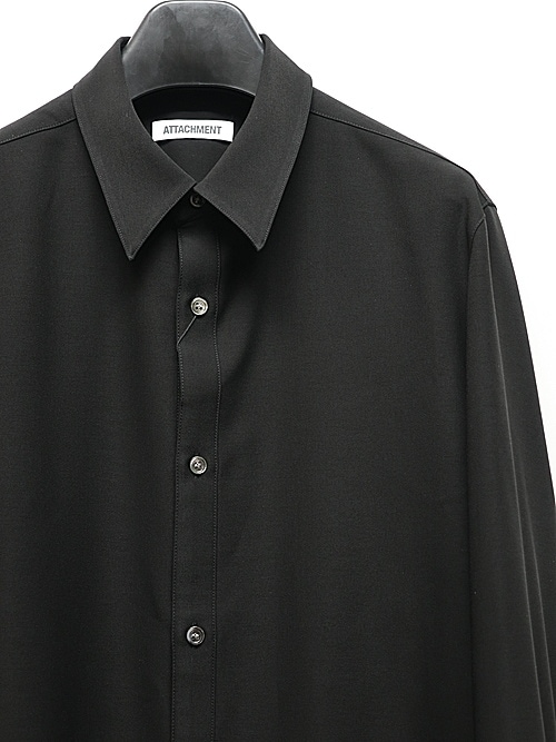 ATTACHMENT�������å�����/PE CONPACT TWILL REGULAR COLLAR DRESS SHIRTS/BLACK