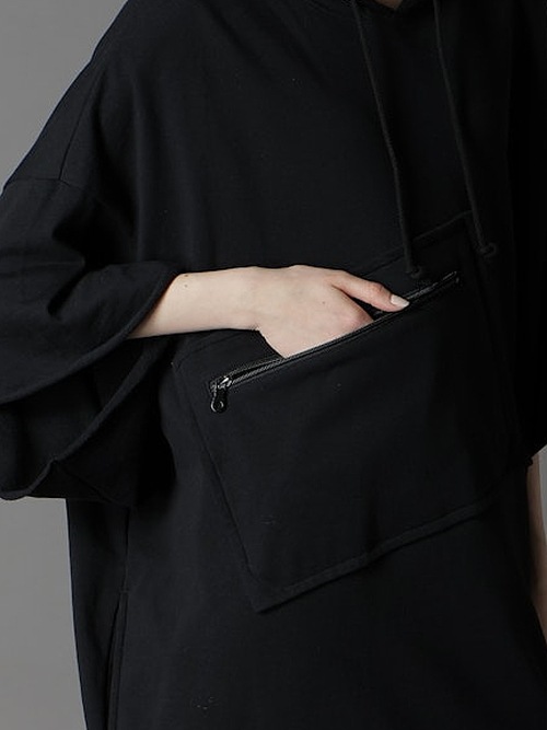 SALE30%OFF/Ground Y�����饦��ɥ磻/40/20 MINI FLEECE CHEST POCKET LONG HOODIE/BLACK.