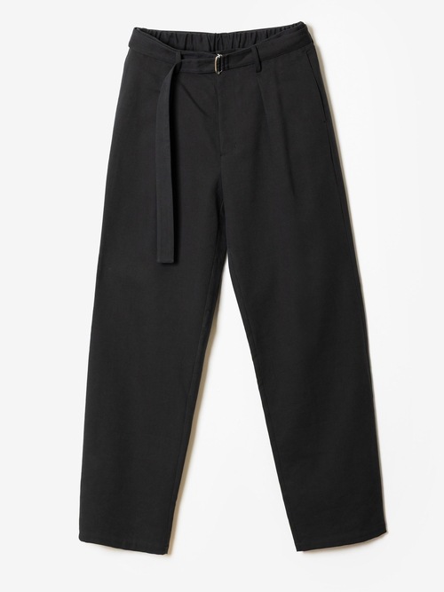 (ͽ���ʡ�7��8������ͽ��/ATTACHMENT�������å�����/CO/TEN POWDERY DOUBLE CROTH BELTED WIDE TROUSERS/BLACK