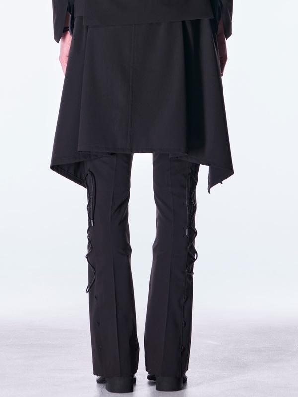 (ͽ���ʡ�9������10������ͽ��/kiryuyrik������奦����奦/PE Gabardine Lace Up Flare Slacks/Black