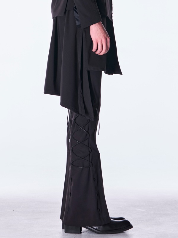 (ͽ���ʡ�9������10������ͽ��/kiryuyrik������奦����奦/PE Gabardine Lace Up Flare Slacks/Black
