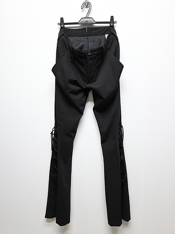 (ͽ���ʡ�9������10������ͽ��/kiryuyrik������奦����奦/PE Gabardine Lace Up Flare Slacks/Black