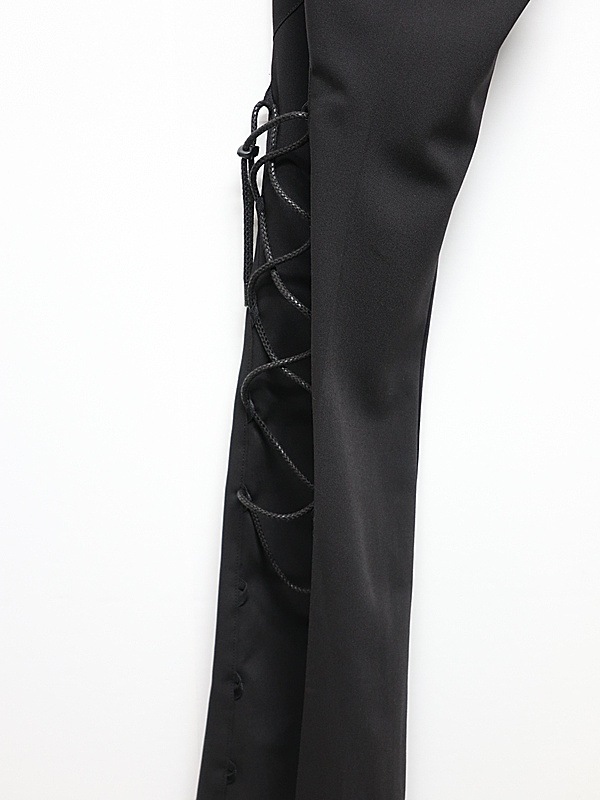 (ͽ���ʡ�9������10������ͽ��/kiryuyrik������奦����奦/PE Gabardine Lace Up Flare Slacks/Black