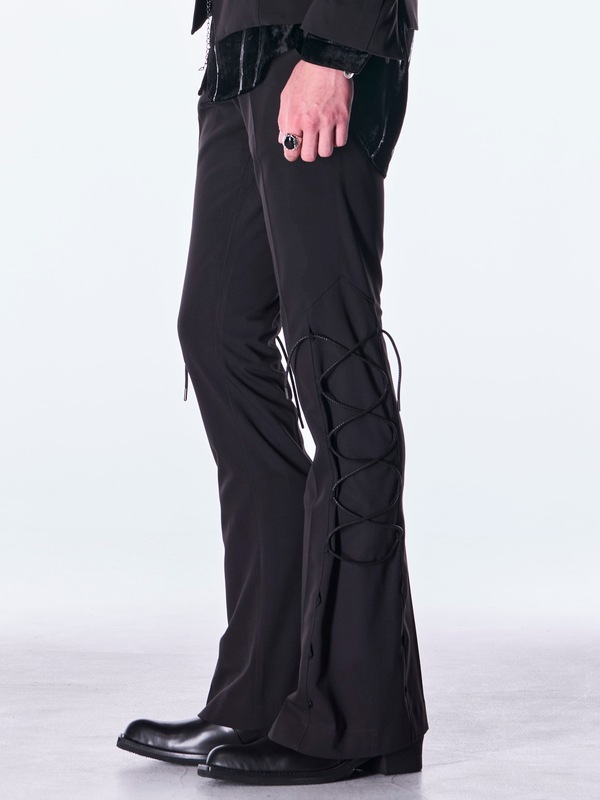 (ͽ���ʡ�9������10������ͽ��/kiryuyrik������奦����奦/PE Gabardine Lace Up Flare Slacks/Black