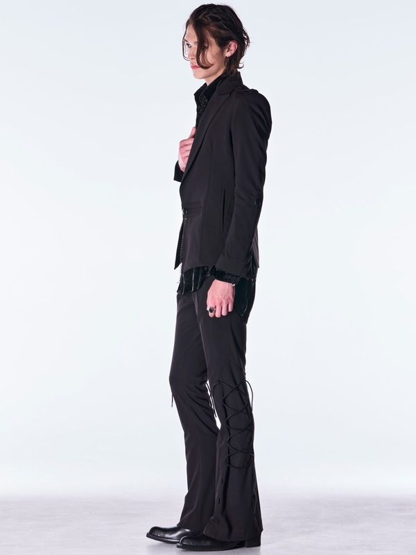 (ͽ���ʡ�9������10������ͽ��/kiryuyrik������奦����奦/PE Gabardine Lace Up Flare Slacks/Black