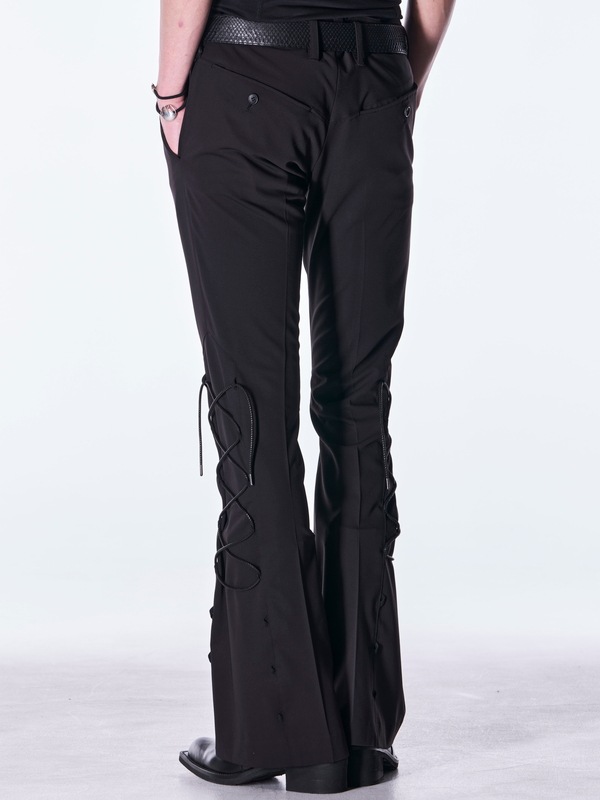 (ͽ���ʡ�9������10������ͽ��/kiryuyrik������奦����奦/PE Gabardine Lace Up Flare Slacks/Black
