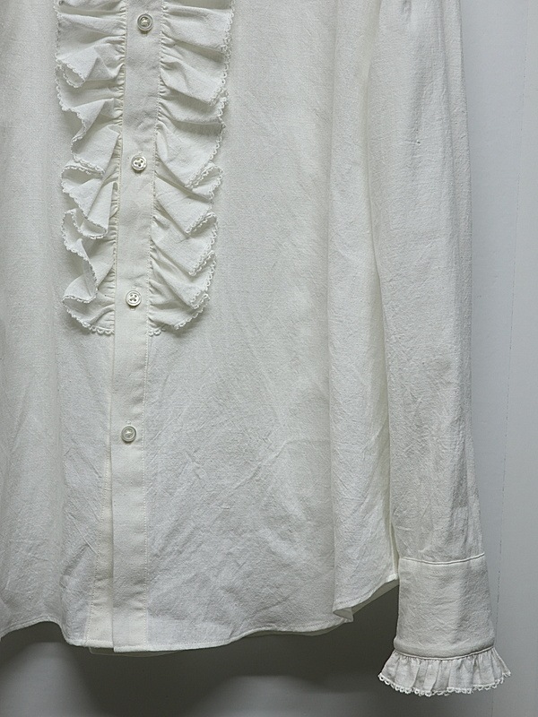 LAD MUSICIAN����å� �ߥ塼�������/KHADI CALICO FRILL SHIRT/WHITE