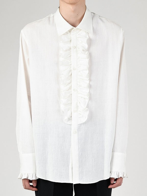 LAD MUSICIAN����å� �ߥ塼�������/KHADI CALICO FRILL SHIRT/WHITE