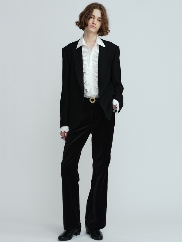LAD MUSICIAN����å� �ߥ塼�������/KHADI CALICO FRILL SHIRT/WHITE
