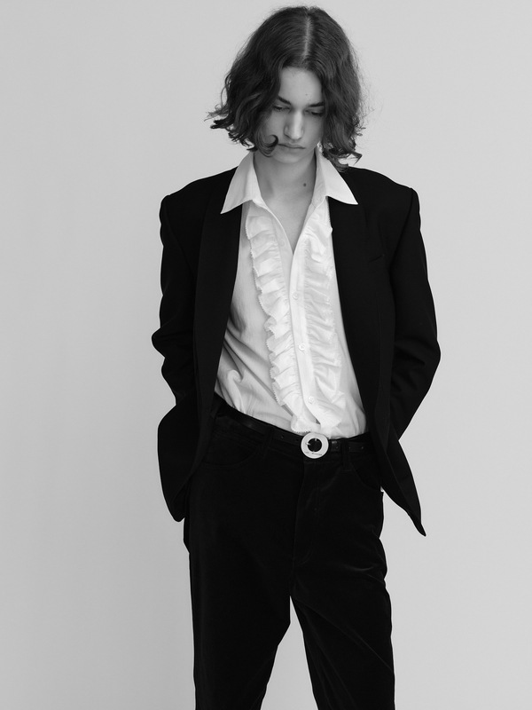LAD MUSICIAN����å� �ߥ塼�������/KHADI CALICO FRILL SHIRT/WHITE
