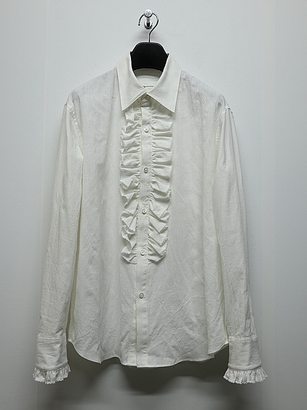 LAD MUSICIAN����å� �ߥ塼�������/KHADI CALICO FRILL SHIRT/WHITE
