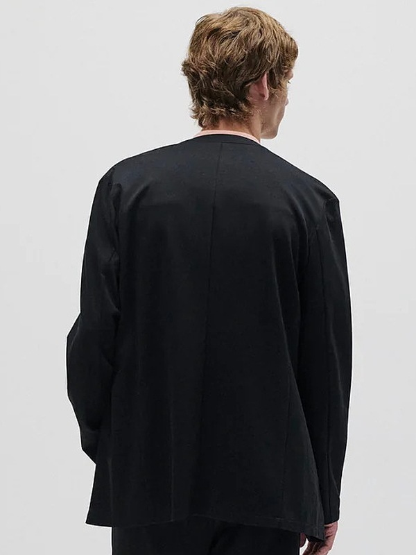 SALE30%OFF/ATTACHMENT�������å�����/COTTON DOUBLE FACE COLLARLESS CARDIGAN/BLACK.