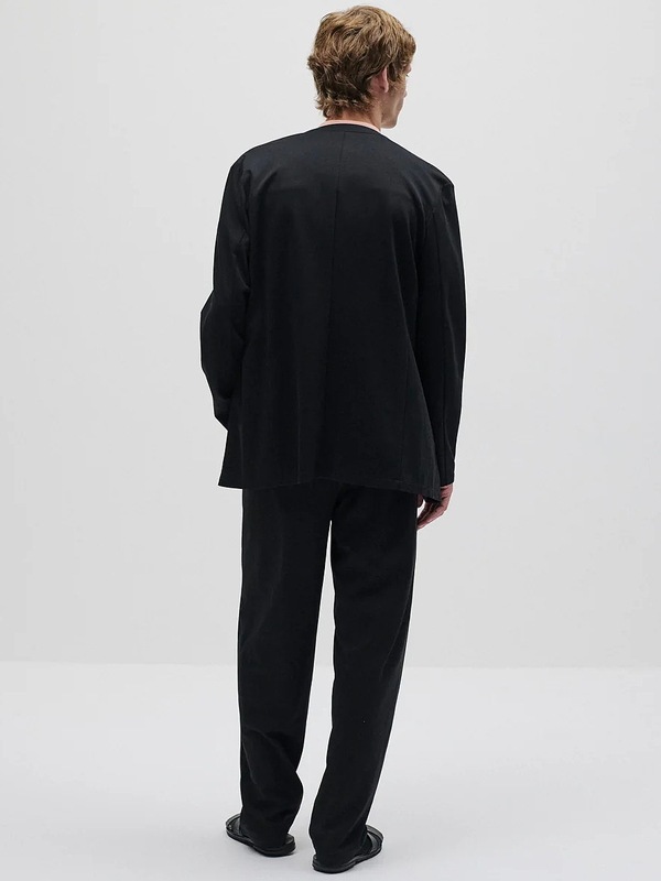 SALE30%OFF/ATTACHMENT�������å�����/COTTON DOUBLE FACE COLLARLESS CARDIGAN/BLACK.
