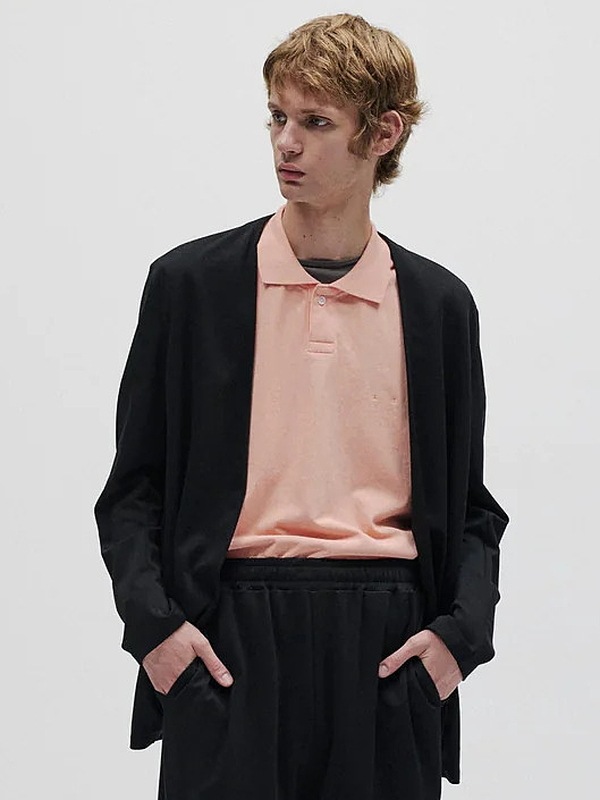 SALE30%OFF/ATTACHMENT�������å�����/COTTON DOUBLE FACE COLLARLESS CARDIGAN/BLACK.