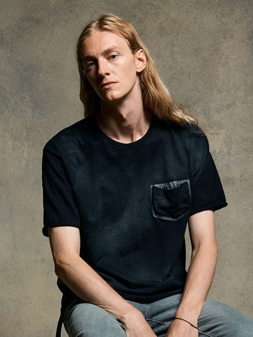 (ͽ���ʡ�3��4������ͽ��/wjk�����֥른��������/spray dye leather pocket-T/black��silver