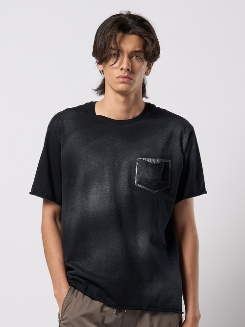 (ͽ���ʡ�3��4������ͽ��/wjk�����֥른��������/spray dye leather pocket-T/black��silver