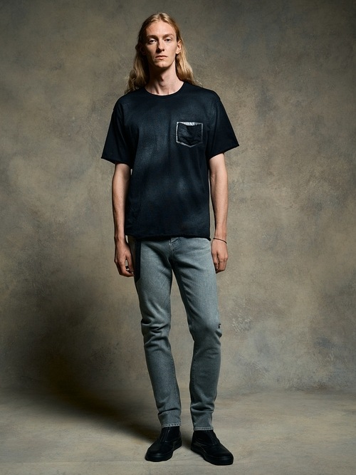 (ͽ���ʡ�3��4������ͽ��/wjk�����֥른��������/spray dye leather pocket-T/black��silver