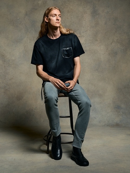 (ͽ���ʡ�3��4������ͽ��/wjk�����֥른��������/spray dye leather pocket-T/black��silver