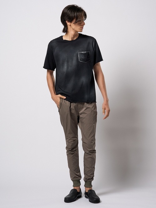 (ͽ���ʡ�3��4������ͽ��/wjk�����֥른��������/spray dye leather pocket-T/black��silver