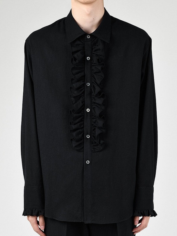 LAD MUSICIAN����å� �ߥ塼�������/KHADI CALICO FRILL SHIRT/BLACK
