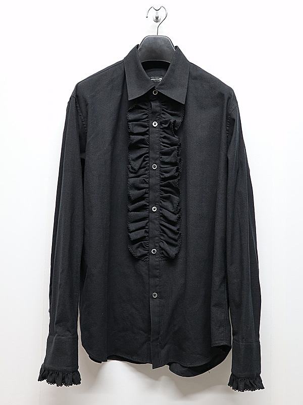 LAD MUSICIAN����å� �ߥ塼�������/KHADI CALICO FRILL SHIRT/BLACK