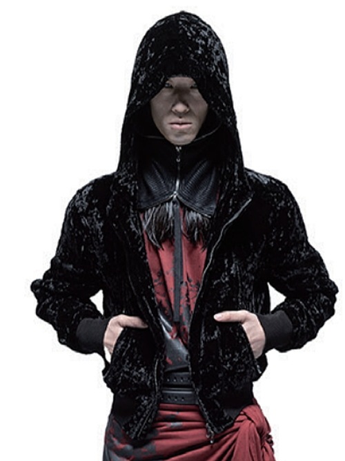 (ͽ)89ͽ/JULIUSꥦ/VISCOSE/CUPRO VELVET BLOUSON5/BLACK