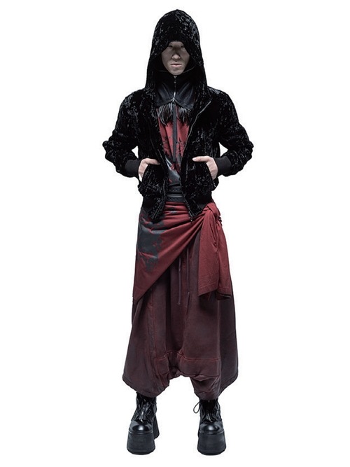 (ͽ)89ͽ/JULIUSꥦ/VISCOSE/CUPRO VELVET BLOUSON5/BLACK
