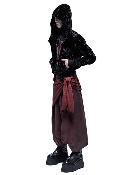 (ͽ)89ͽ/JULIUSꥦ/VISCOSE/CUPRO VELVET BLOUSON5/BLACK