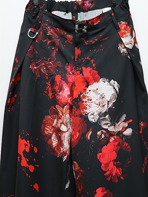 (ͽ���ʡ�5��6������ͽ��/kiryuyrik������奦����奦/Black Flora Gabardine Wide Tuck Slacks/Black