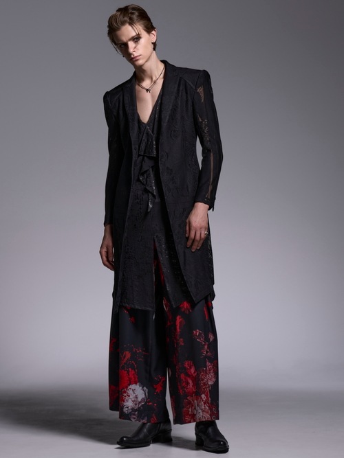 (ͽ���ʡ�5��6������ͽ��/kiryuyrik������奦����奦/Black Flora Gabardine Wide Tuck Slacks/Black