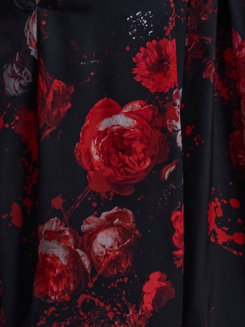 (ͽ���ʡ�5��6������ͽ��/kiryuyrik������奦����奦/Black Flora Gabardine Wide Tuck Slacks/Black